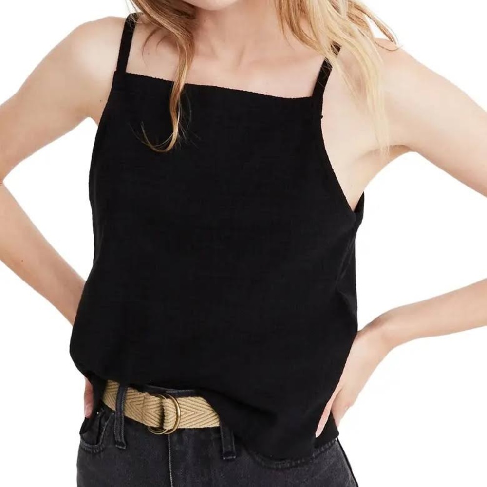 Madewell Apron Tank Square Neck Black Large